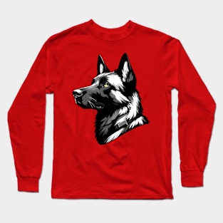 Stunning and Cool Belgian Malinois Monochrome and Gold Portrait for Father's Day Long Sleeve T-Shirt